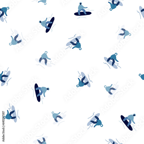 Snowboarders on the slope. Winter sports seamless pattern. © smth.design