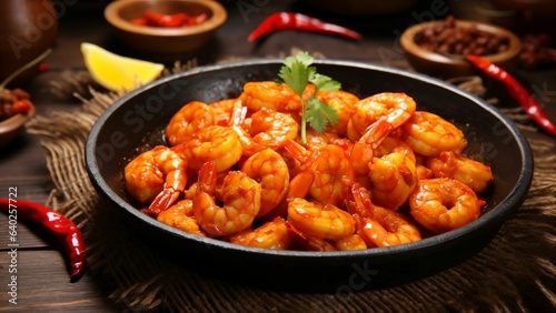 A delicious plate of spicy prawns