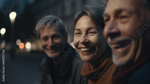 Un grupo de adultos disfrutando de un día en la calle. Generado por IA.