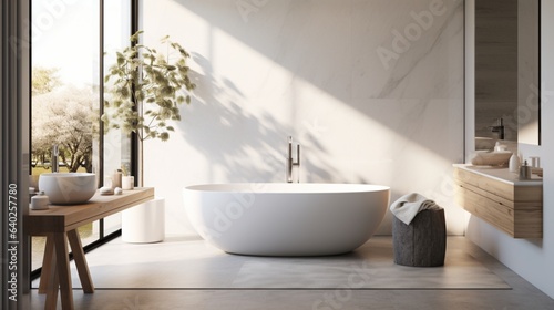 Bathroom   A luxe bathroom set in greys and whites  incorporating Nordic and coastal design elements