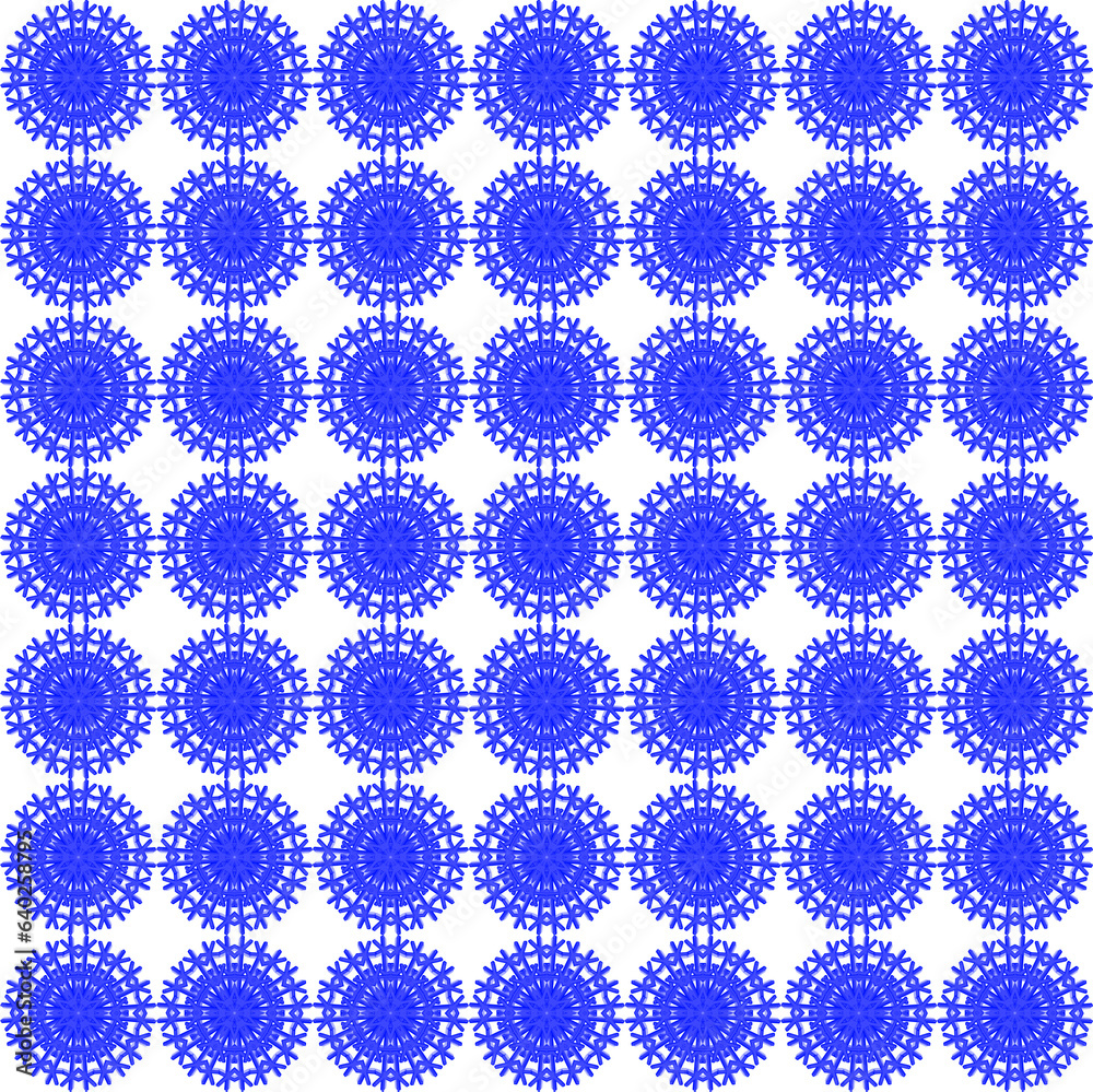 quadratische fläche gefüllt mit 7x7 sehr dekorativen kreisförmigen rosetten in blauer farbe
