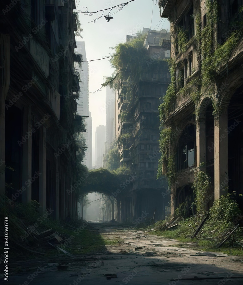 Echoes of Abandonment - Nature's Haunting Reclamation of Urban Beauty