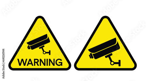 Surveillance camera warning sign in operation. Vector isolated illustration