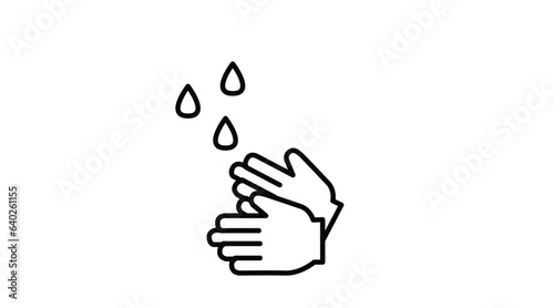 Washing Hands Icon. Black and White Vector Illustration of Washing Hands