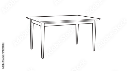 Vector Isolated Illustration of a Wooden Table. Black and white linear illustration