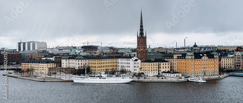 Panoramic view in Stockholm, Sweden on a cloudy day.
