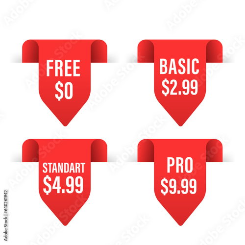 Comparative price list. Price comparison or product sticker chart compare products business purchase discount hosting image grid. Cost table services unlimited scheduling menu. Vector illustration