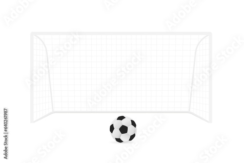 Football soccer goal realistic sports equipment. Football goal and a soccer ball with shadow. Football stadium, goalkeeper gates for the playground. Isolated on white background. Vector illustration