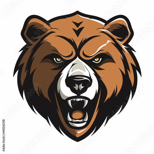 Esport bear vector logo on white background, bear icon, bear head, bear sticker