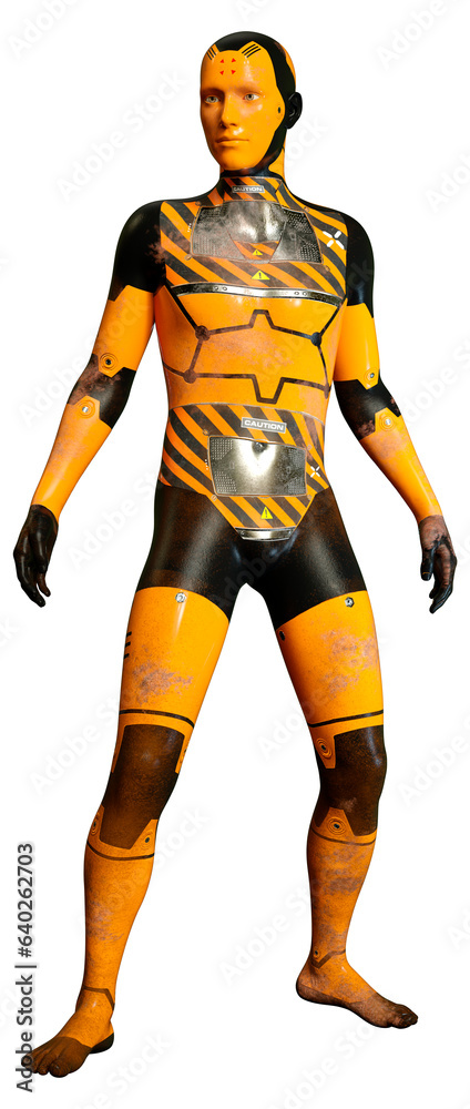 3D Rendering Male Robot on White 3D Rendering Male Robot on White