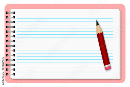 Illustration of a blank coil notebook and a pencil for template or background