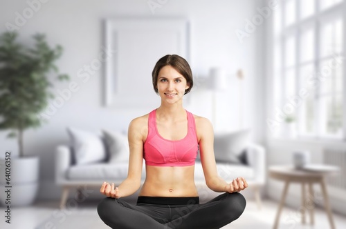 Free Download Young woman meditating in yoga pose - GFXLoad