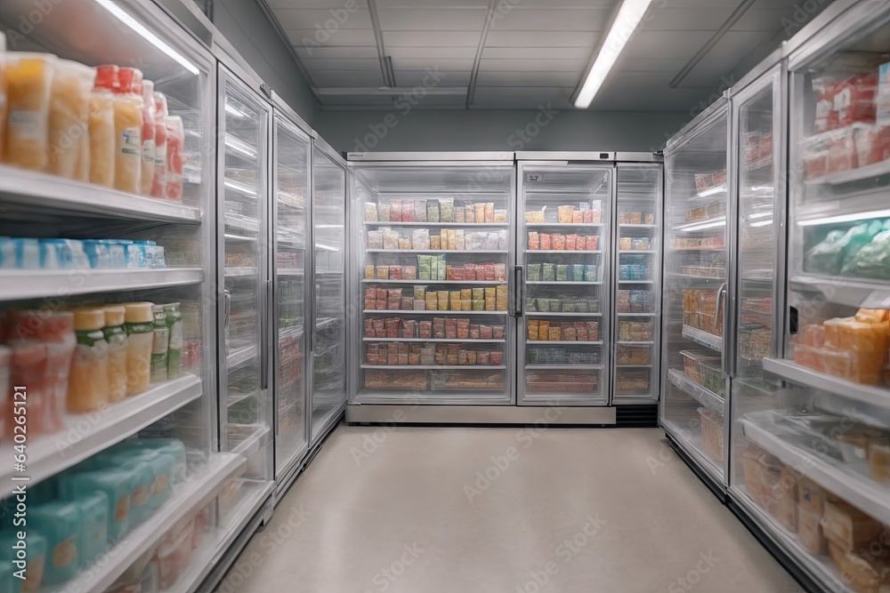 Warehouse freezer. Refrigeration chamber for food storage