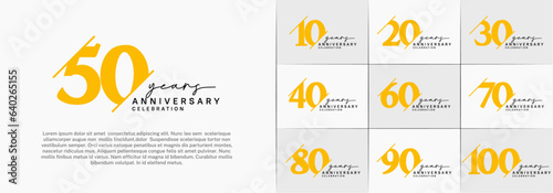 set of anniversary logo with yellow and black color can be use for celebration