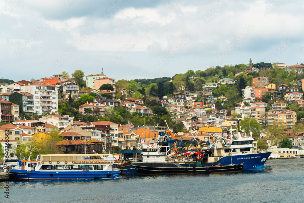 View of the port of Sariyer - district located on the European side of Istanbul - Turkey