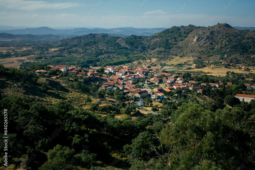 View of the valley with the houses of Monsanto village known as the most Portuguese village of Portugal.