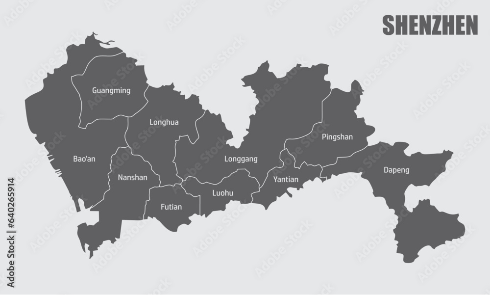 Obraz premium Shenzhen city administrative map