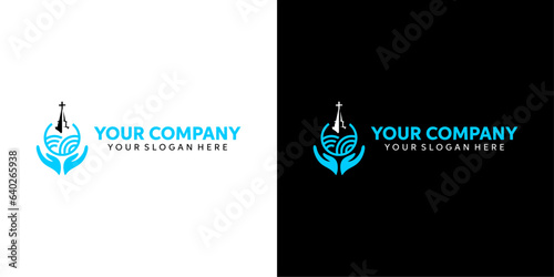 church logo in hand and above circle