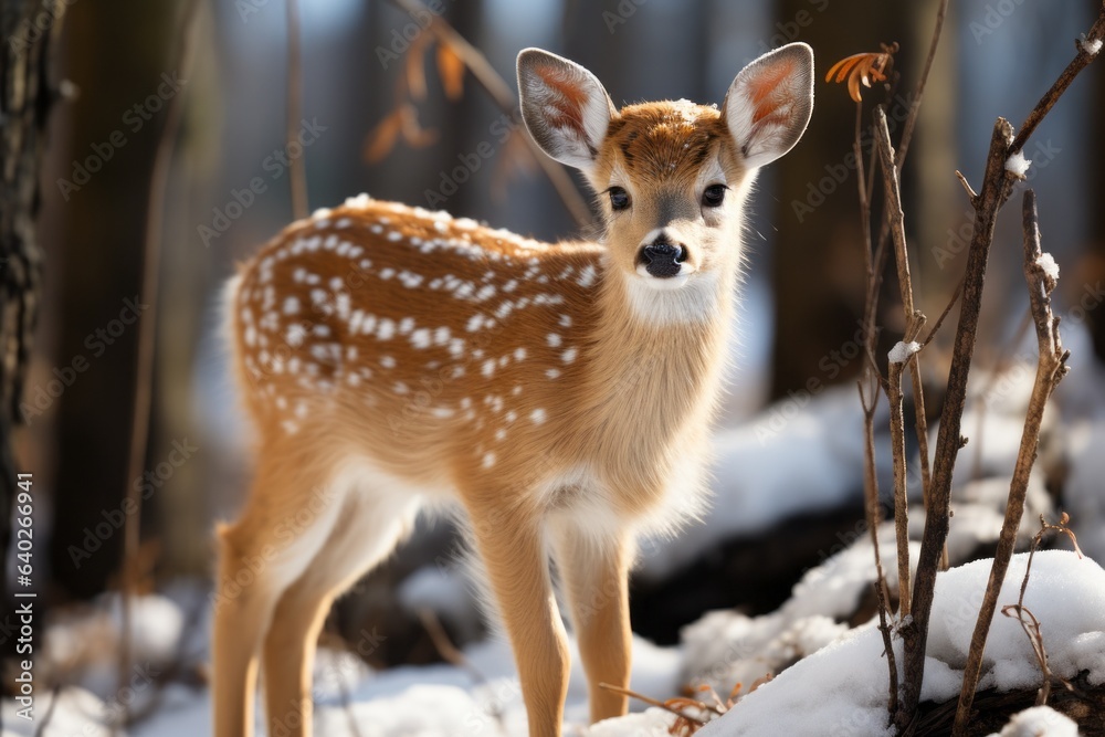 Deer in the forest. Merry christmas and happy new year concept, outdoor recreation in winter holidays. Background Deer in the forest. Merry christmas and happy new year concept, outdoor recreation in winter holidays. Background