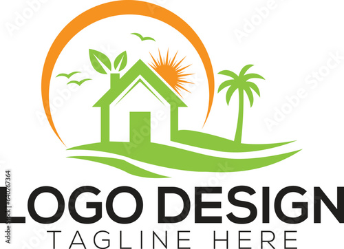 Beach house logo vector