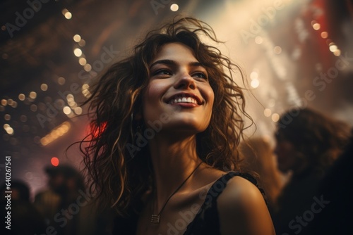 Young beautiful woman is having fun on holiday. Portrait with selective focus