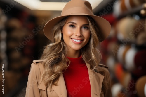 Portrait of a beautiful woman on a shopping trip with selective focus