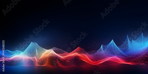 Abstract wave shape on a low-polygonal triangular background for design on the topic of cyberspace, big data, metaverse, network security, data transfer. Copy Space © Jing
