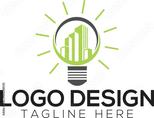 Bulb real estate logo vector
