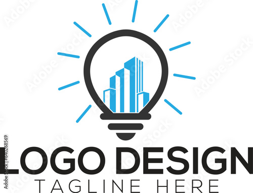 Bulb real estate logo vector