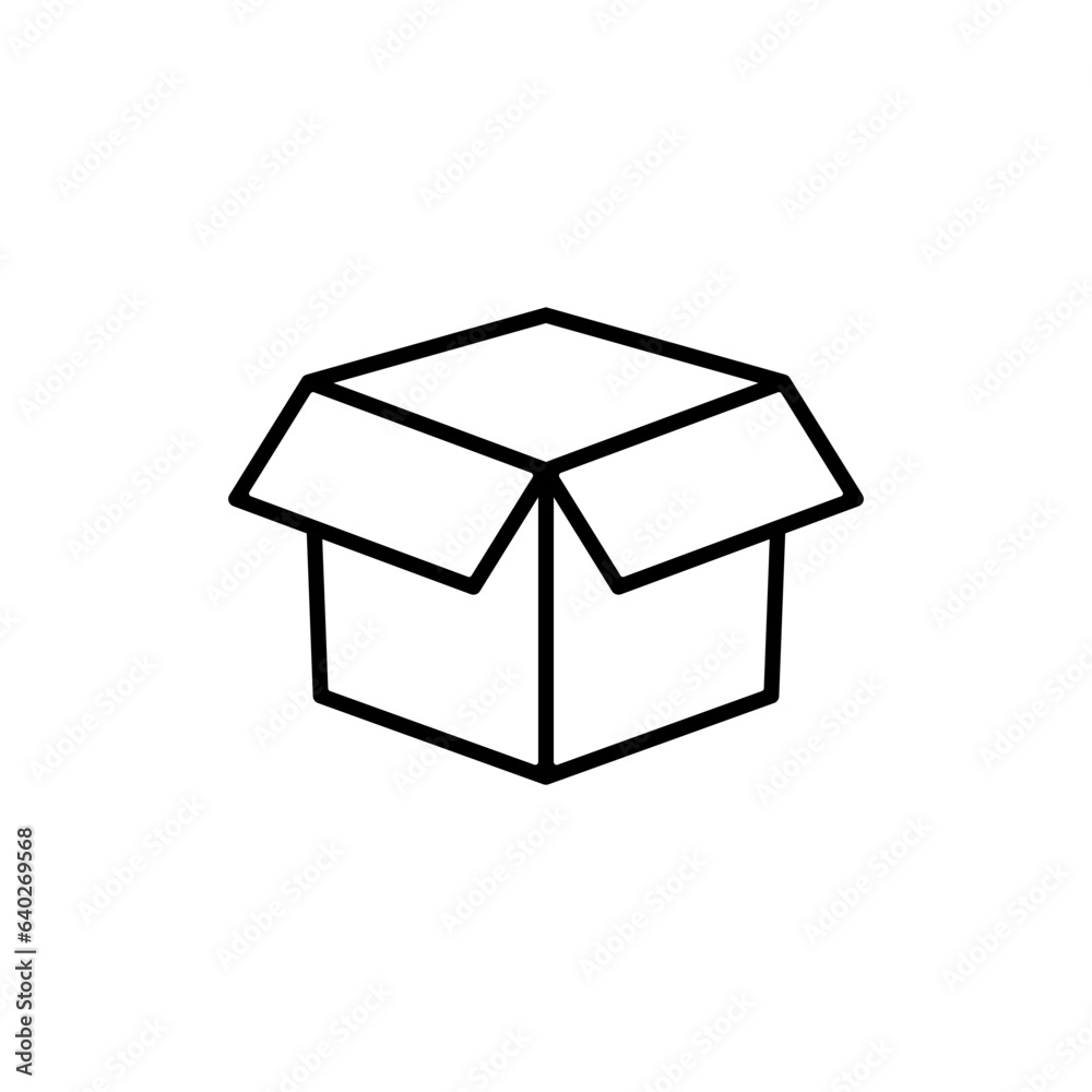 Open cardboard box line icon. Clipart image isolated on white background Open cardboard box line icon. Clipart image isolated on white background