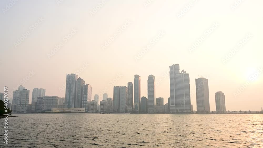 Scenic View of Summer evening in Sharjah Corniche Scenic View of Summer evening in Sharjah Corniche