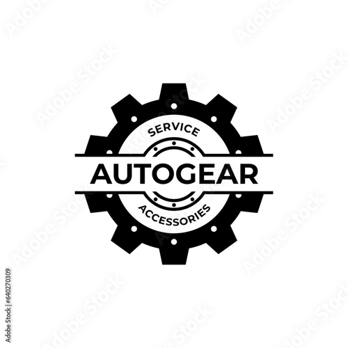 Gear wheel automotive industry vintage badge emblem label logo design