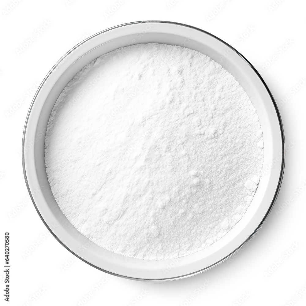 Baking soda top view isolated on white background Baking soda top view isolated on white background