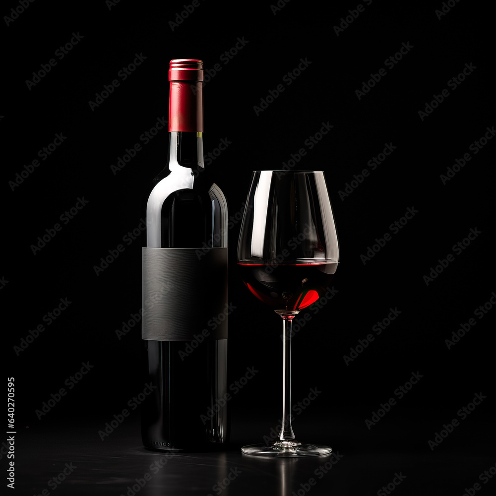 A bottle of red wine isolated on black background A bottle of red wine isolated on black background