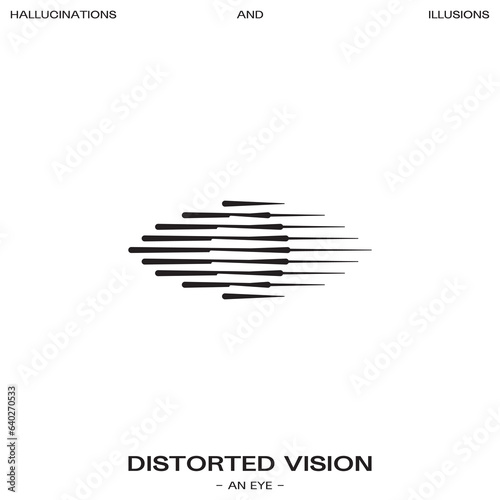 An Eye symbol. Halftone lines effect. Hologram effect. Vector Eye sign. 