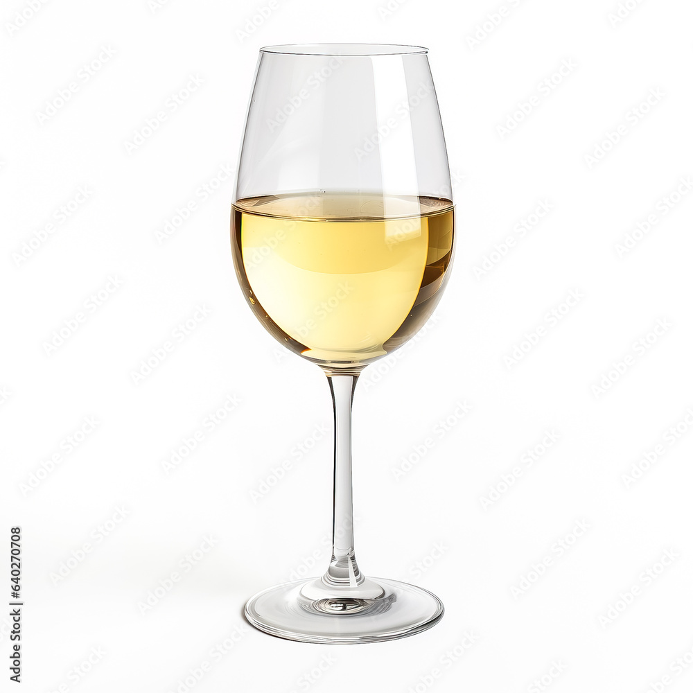 Glass of white wine side view isolated on a white background Glass of white wine side view isolated on a white background
