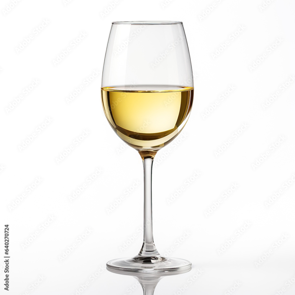 Glass of white wine side view isolated on a white background Glass of white wine side view isolated on a white background