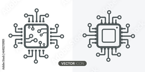 AI Processor vector icon.Artificial intelligence AI processor chip icon for websites and mobile minimalistic Mini CPU Icon Flat Style.Vector illustration