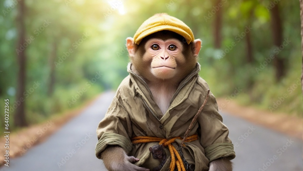 Monkey with clothes