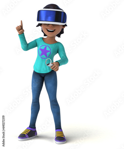 Fun 3D cartoon asian teenage girl