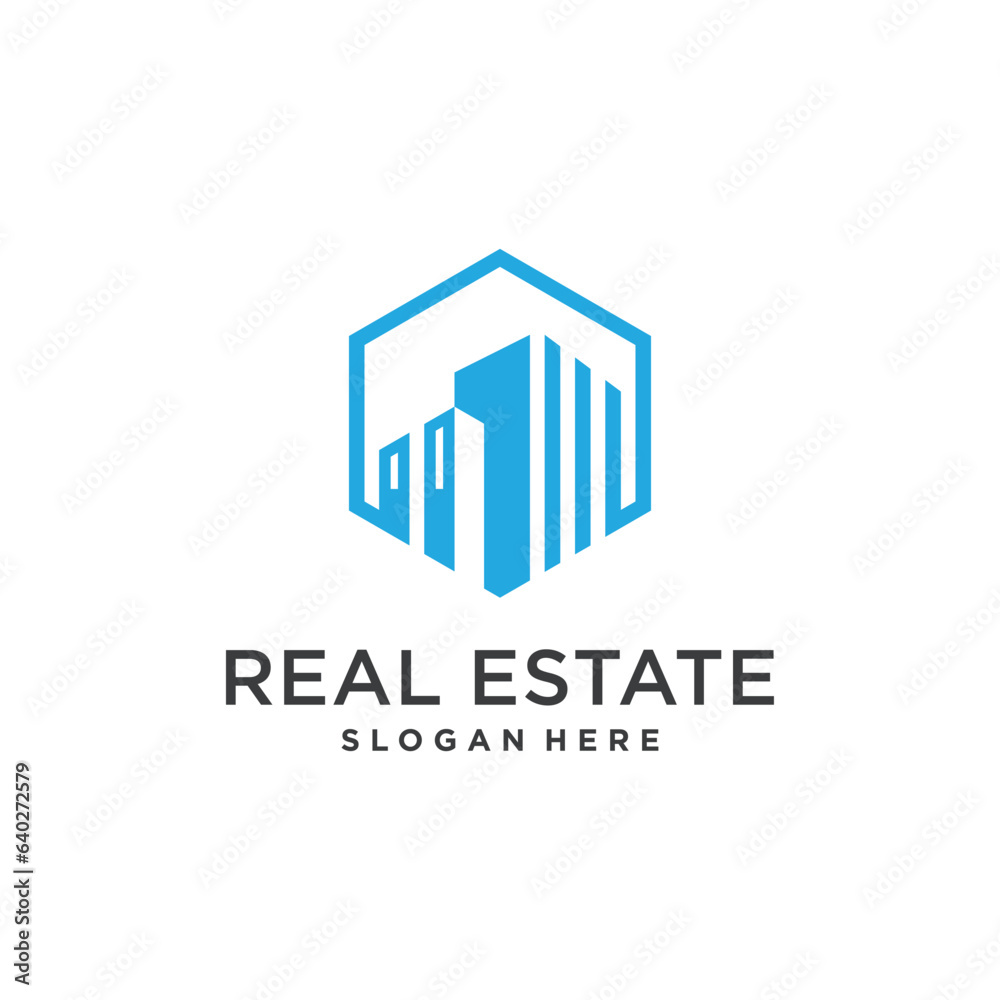 Real estate logo design template vector illustration with creative concept Real estate logo design template vector illustration with creative concept