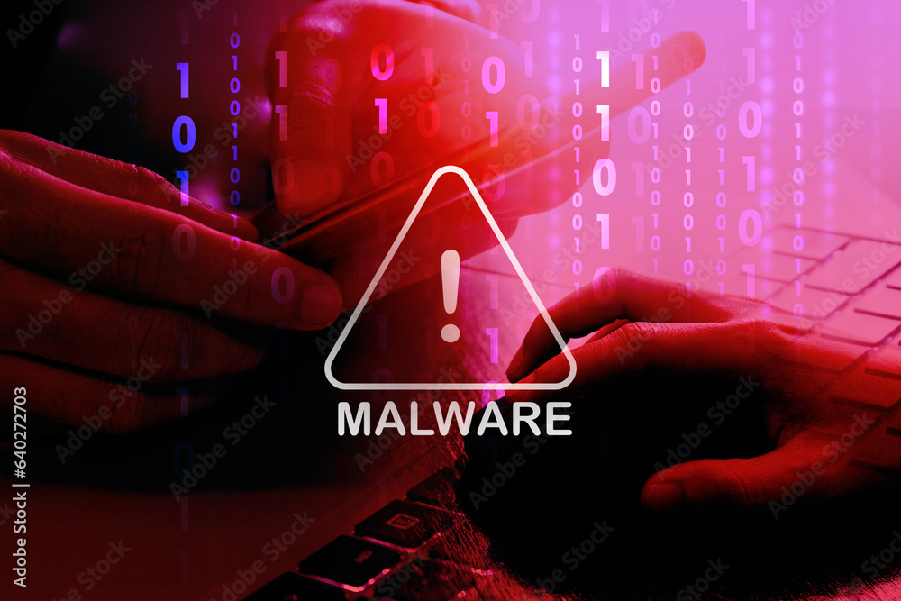Foto Malware attack virus alert , malicious software infection , cyber security aware