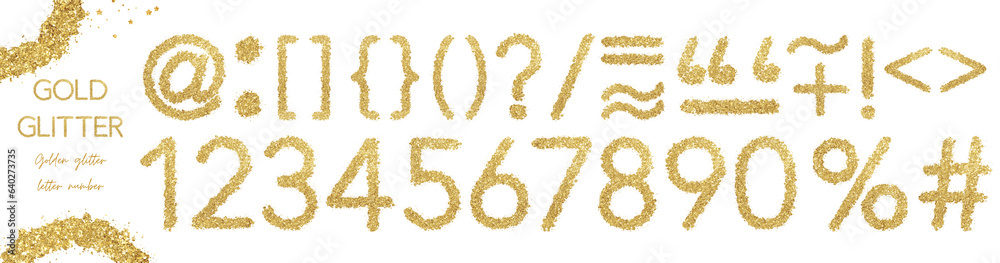 Gold glitter number, alphabet, text, character, font Gold glitter number, alphabet, text, character, font