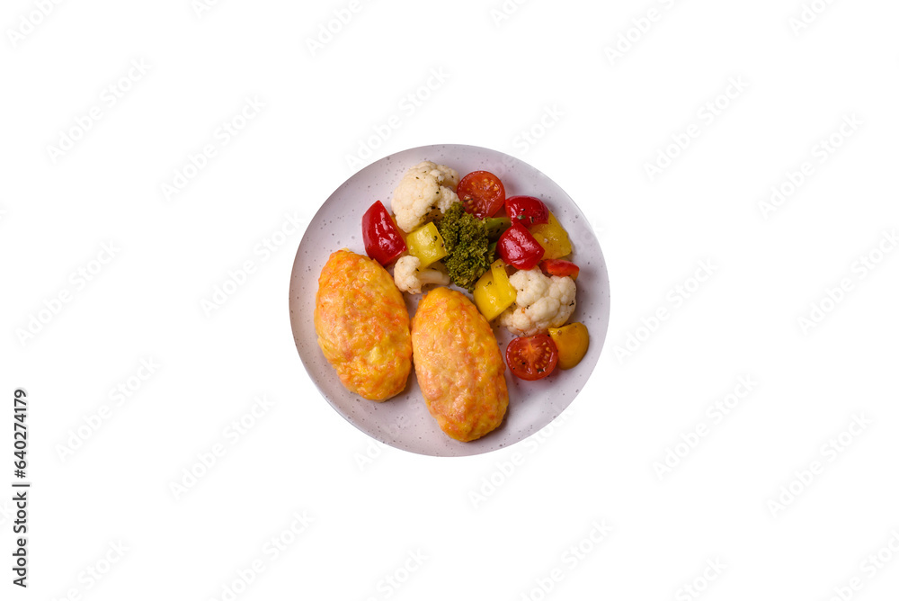 Delicious steam cutlets with carrots, cheese, salt and spices Delicious steam cutlets with carrots, cheese, salt and spices