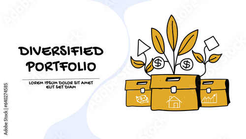 Financial portfolio diversification and asset management concept