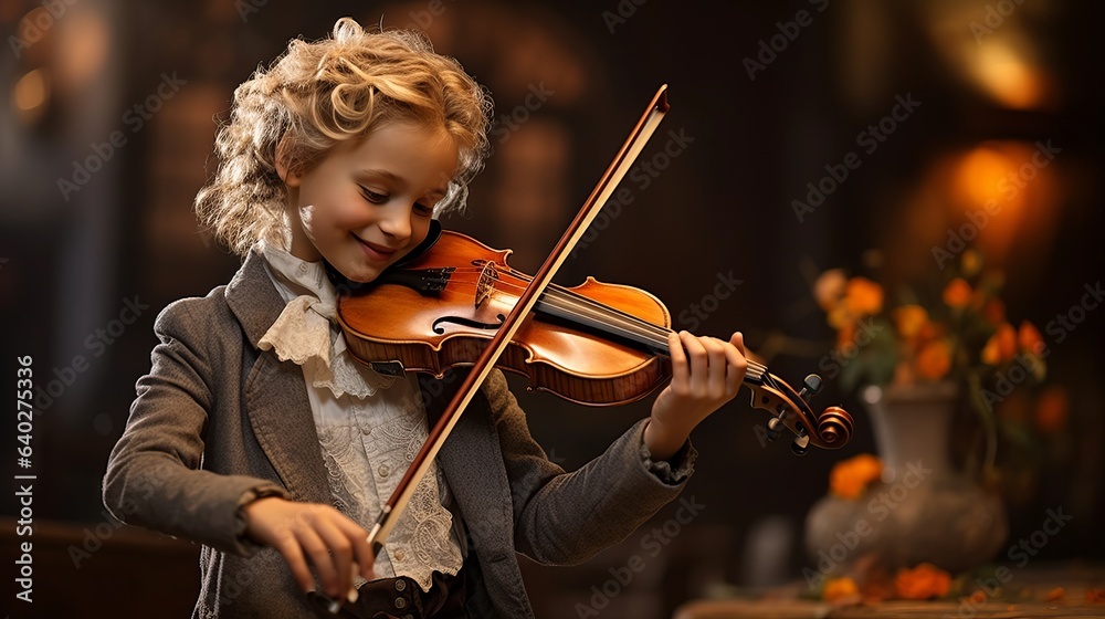 Fototapeta premium child playing violin