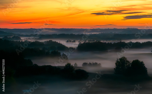 Sunrise time bay Lake Sivers.  Nature of Latvia  Latgale.