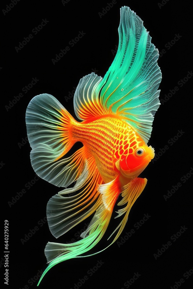 Fototapeta premium Goldfish on a black background. Generative AI