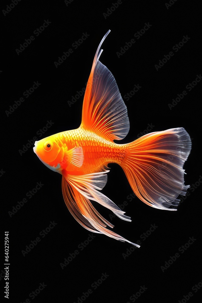 Goldfish on a black background. Generative AI Goldfish on a black background. Generative AI