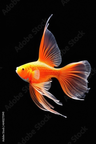 Goldfish on a black background. Generative AI